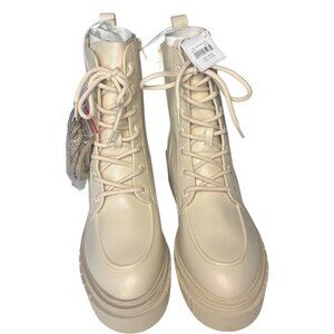 American Eagle Cream Combat Boots Chunky Sole Lace Up Size 9